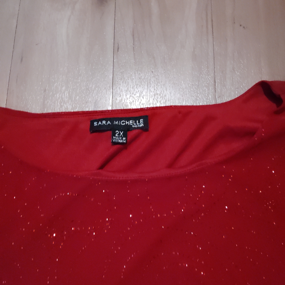 Sara Michelle Red Glitter Top